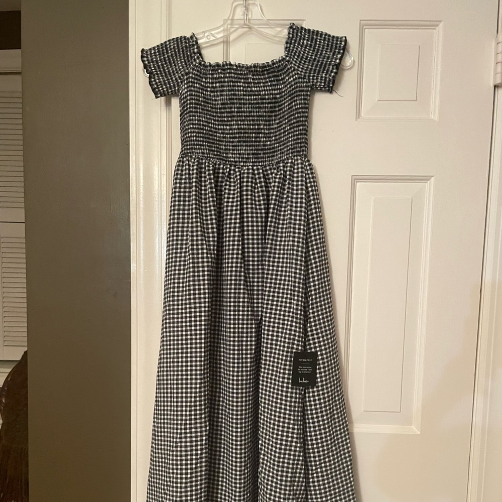 Black and white gingham maxi dress